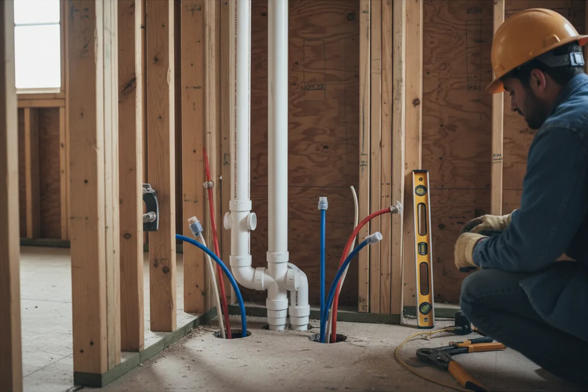 Drain and supply rough-in during Drain Cleaning in Crossville